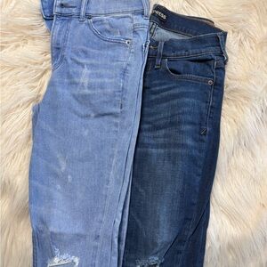 Express Women's Light and Dark Blue Skinny Jeans